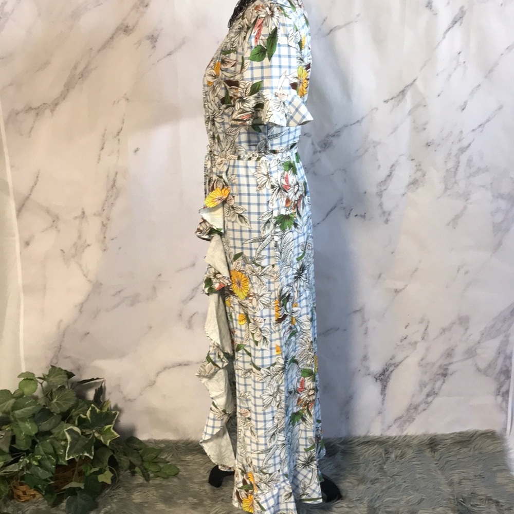 IVORY & BLUE FLORAL DRESS - Picture 4 of 8